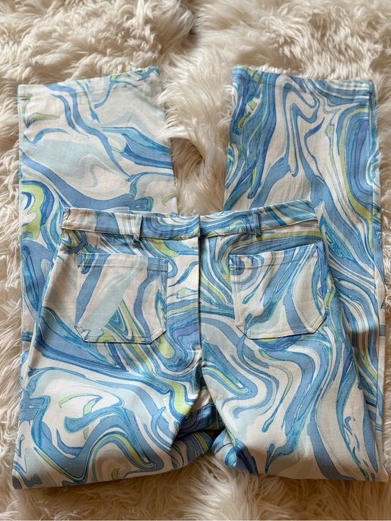 Hale Bob Pants - Hale Bob Los Angeles Retro Swirl Print Pants Abstract Blue Green Pucci Style L